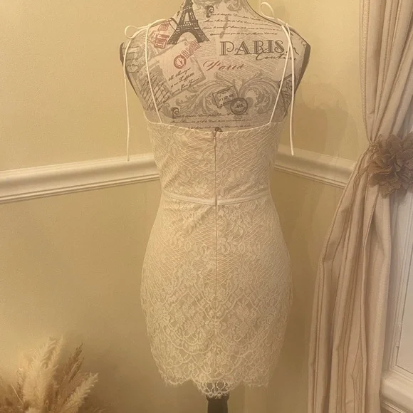 Superdown Cream Lace Tie-Strap Mini Dress Size S - Picture 5 of 9